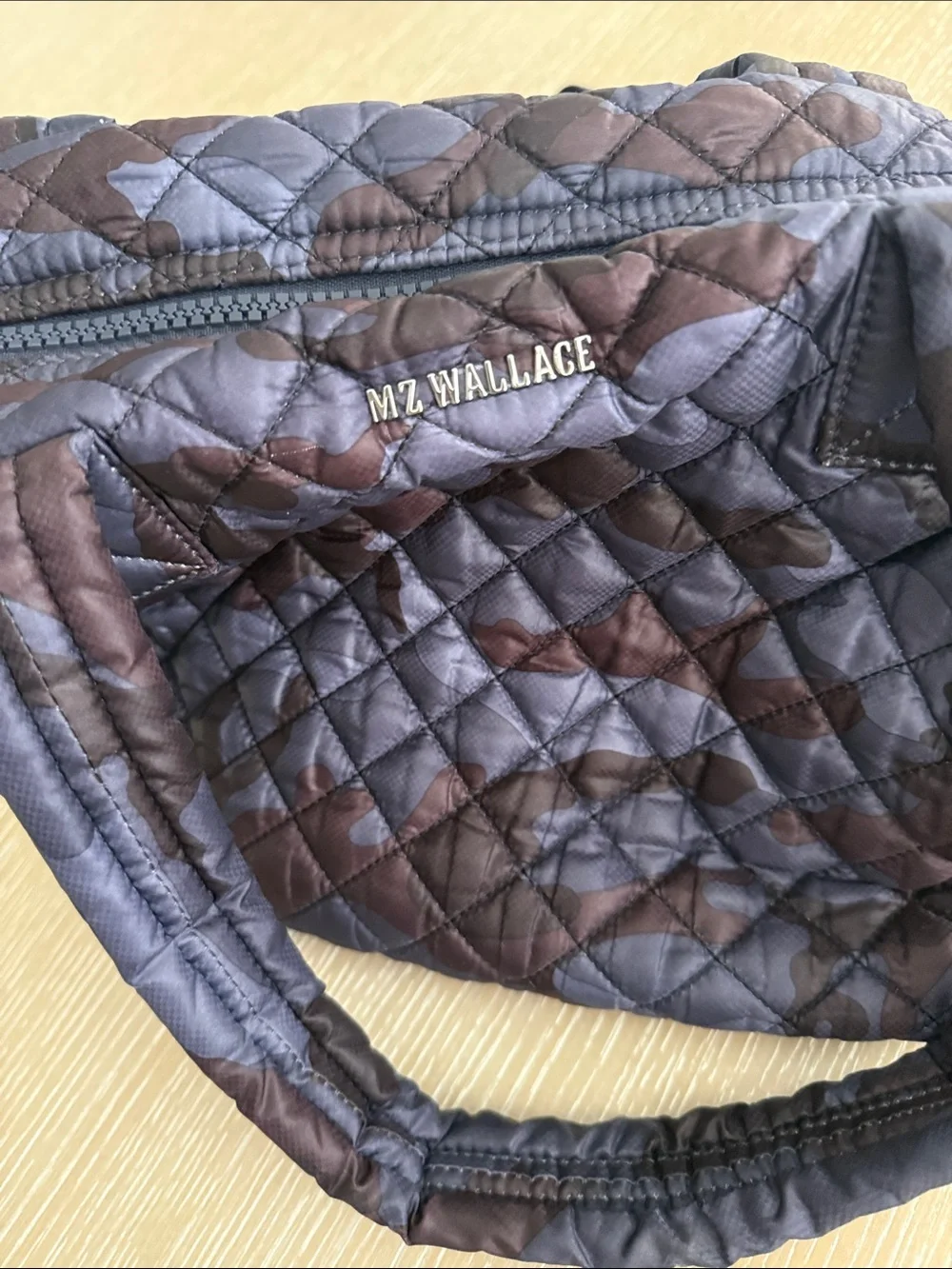 MZ Wallace Sutton Quilted Tote in Dark Navy Camo with Matching Pouch 229